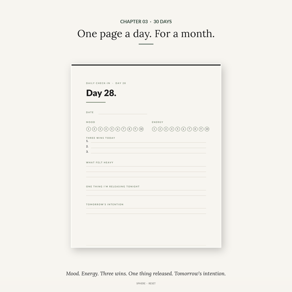 RESET — 30-Day Self-Care Toolkit | Printable PDF Workbook for Overwhelm, Stress & Burnout Recovery