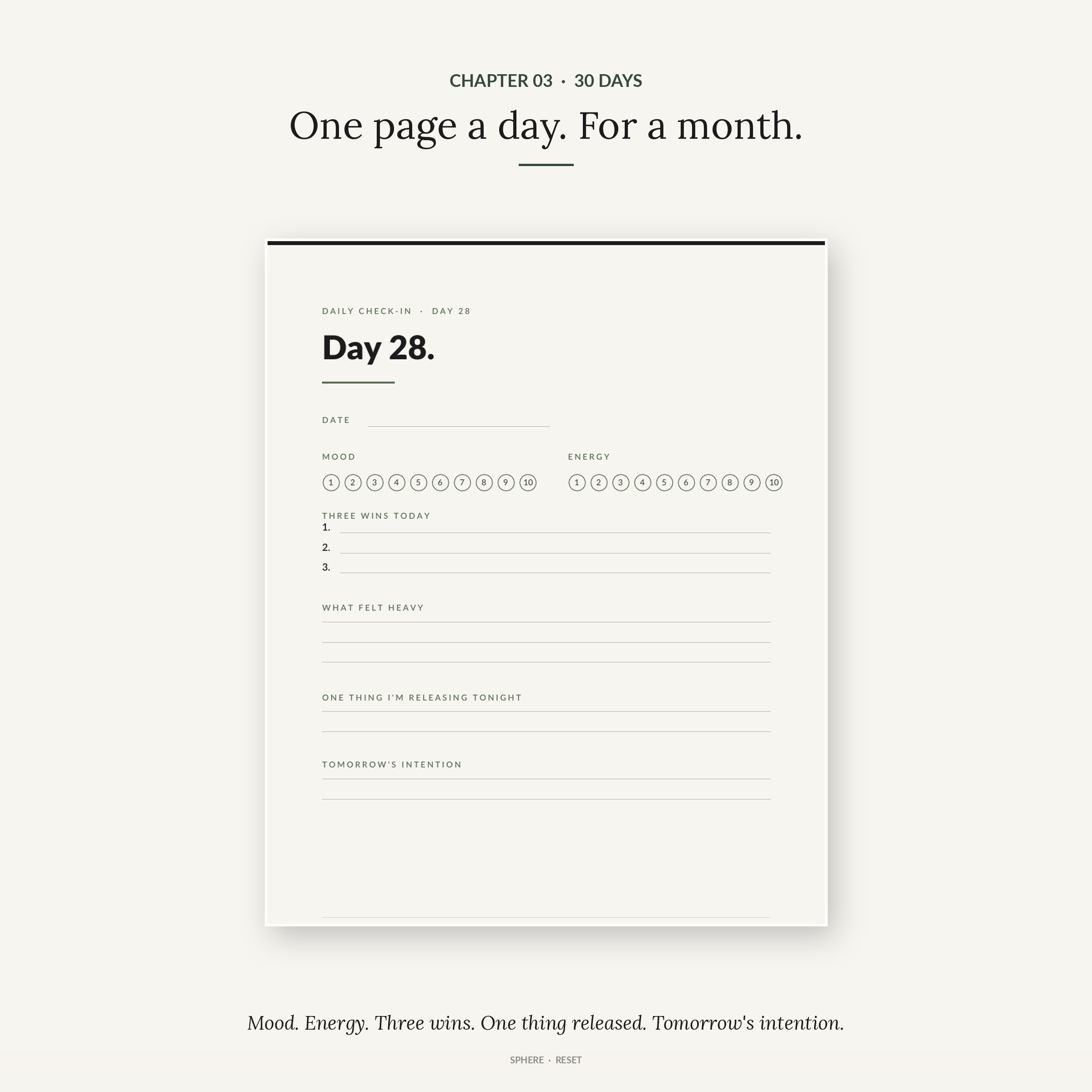 RESET — 30-Day Self-Care Toolkit | Printable PDF Workbook for Overwhelm, Stress & Burnout Recovery