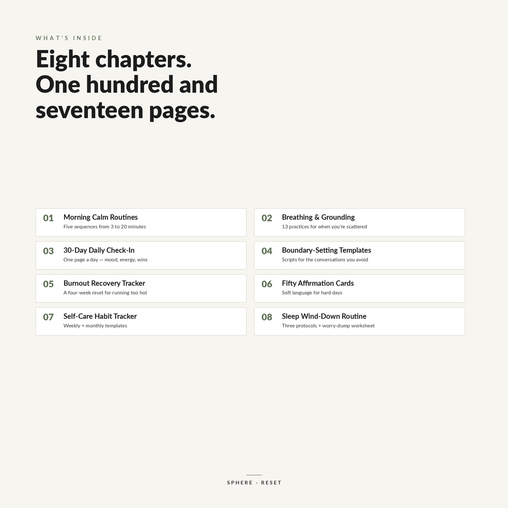 RESET — 30-Day Self-Care Toolkit | Printable PDF Workbook for Overwhelm, Stress & Burnout Recovery
