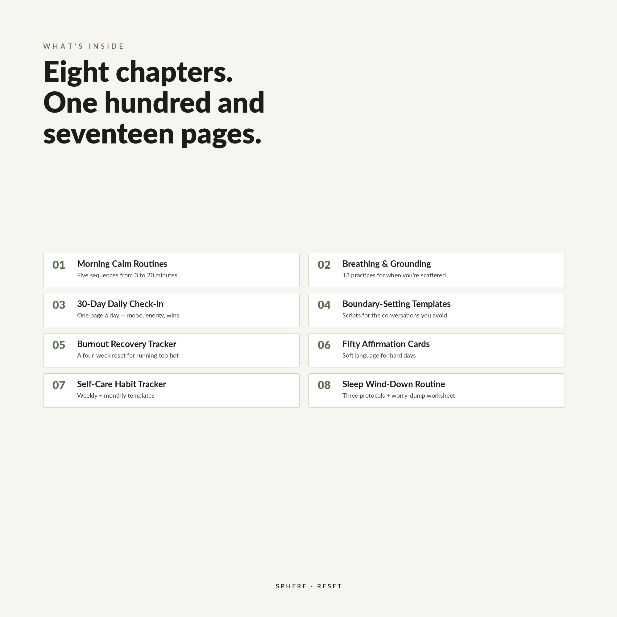 RESET — 30-Day Self-Care Toolkit | Printable PDF Workbook for Overwhelm, Stress & Burnout Recovery